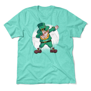 Leprechaun Dabbing Men/Unisex T-Shirt in Heather Sea Green color